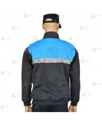 Chaqueta softshell color azul marino y azul tropical con cinta reflectante y membrana PU para Policía Local
