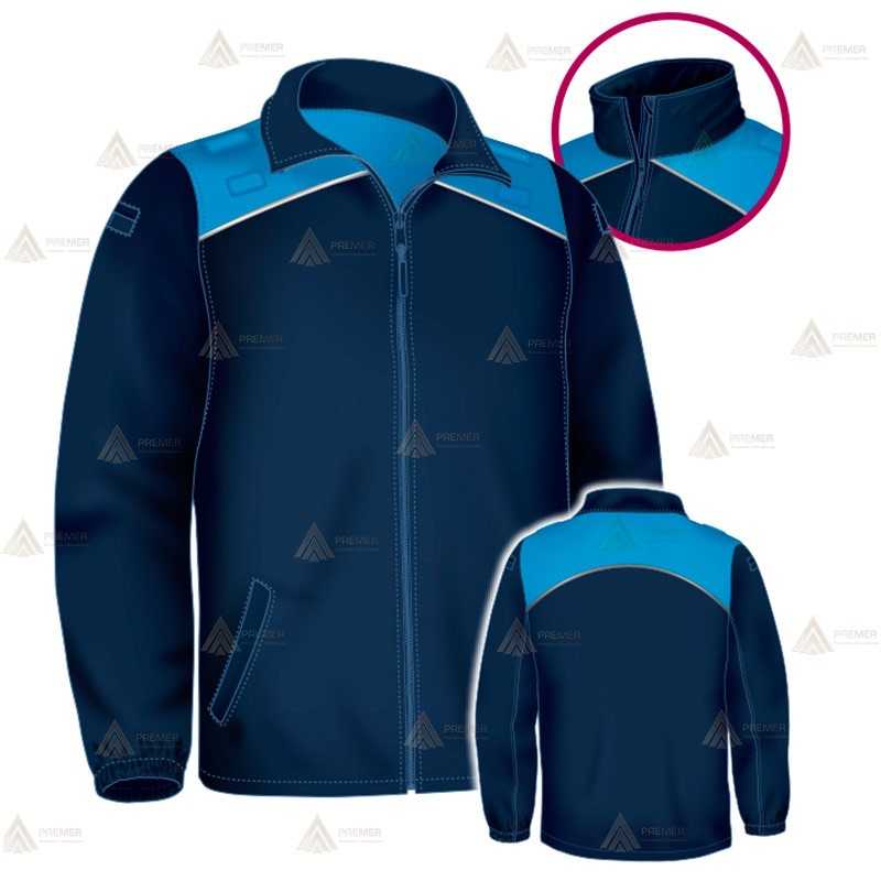 Chaqueta softshell color azul marino y azul tropical con membrana PU para Policía Local de Galicia