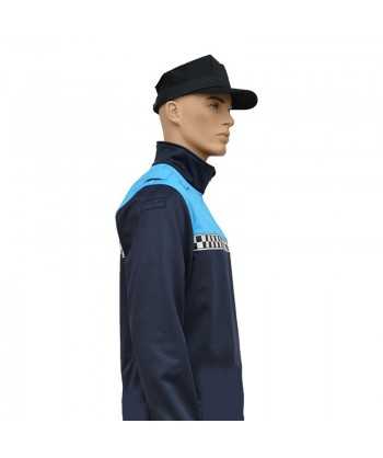 Chaqueta softshell color azul marino y azul tropical con damero reflectante y membrana PU para Policía Local