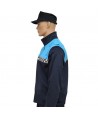 Chaqueta softshell color azul marino y azul tropical con damero reflectante color blanco y membrana PU para Policía Local