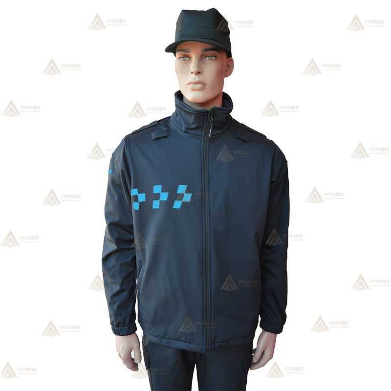 Chaqueta softshell monocolor con  damero azul y membrana PU para Policía Local