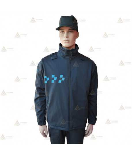Chaqueta softshell monocolor con  damero azul y membrana PU para Policía Local