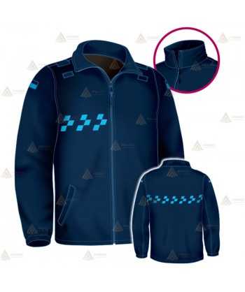 Chaqueta softshell monocolor con  damero azul y membrana PU para Policía Local