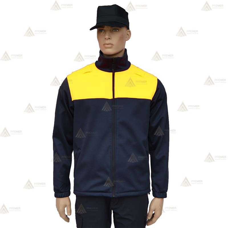 Chaqueta softshell color azul marino y amarillo flúor con membrana PU para Policía Local