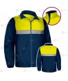 Chaqueta softshell color azul marino y amarillo flúor con cinta reflectante y membrana PU para Policía Local