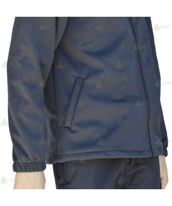Chaqueta softshell color azul marino y amarillo flúor con damero reflectante y membrana PU para Policía Local