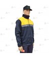 Chaqueta softshell color azul marino y amarillo flúor con damero reflectante y membrana PU para Policía Local