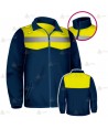 Chaqueta softshell color azul marino y amarillo flúor con cinta reflectante y membrana PU para Policía Local