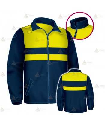Chaqueta softshell color azul marino y amarillo flúor con cinta  y membrana PU para Policía Local