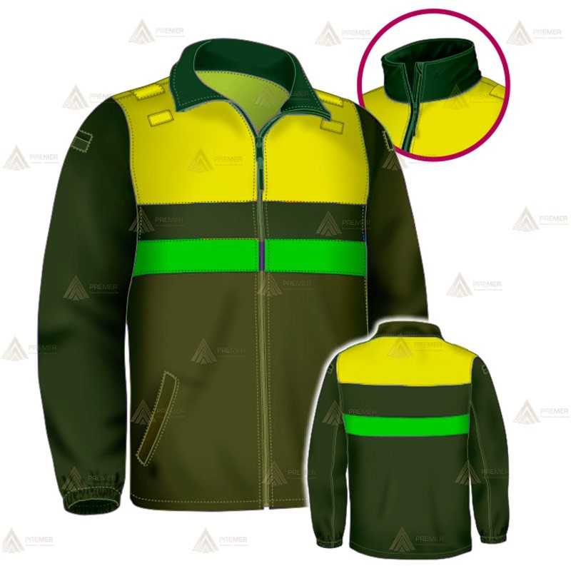 Chaqueta softshell color verde militar y amarillo flúor con membrana PU para Agentes Rurales y Medioambientales