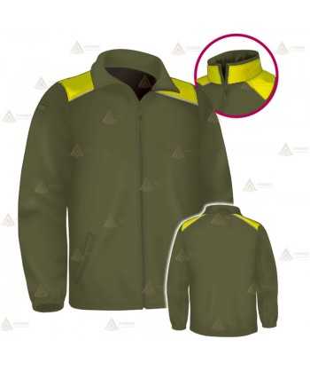 Chaqueta softshell color verde militar y amarillo flúor con membrana PU para Agentes Rurales y Medioambientales