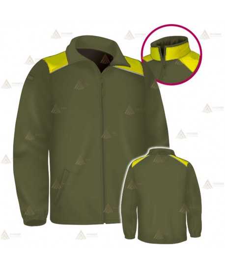 Chaqueta softshell color verde militar y amarillo flúor con membrana PU para Agentes Rurales y Medioambientales
