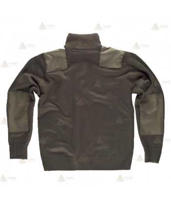 Chaqueta de punto con cierre de cremallera y refuerzos en codos color verde kaki