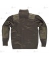 Chaqueta de punto con cierre de cremallera y refuerzos en codos color verde kaki