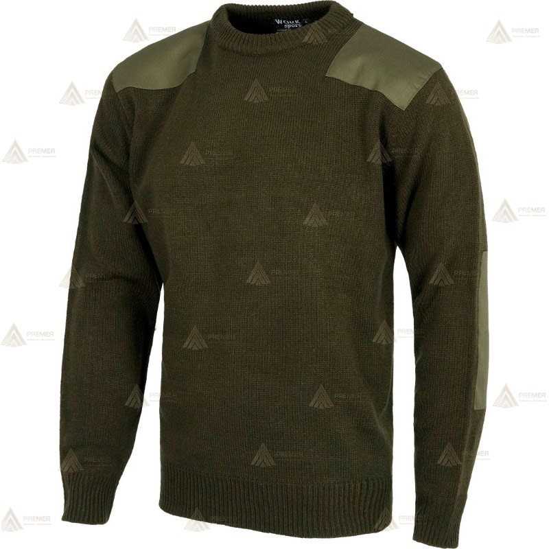 Jersey de cuello redondo con refuerzos en codos color kaki