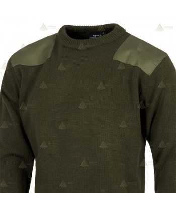 Jersey de cuello redondo con refuerzos en codos color kaki