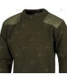 Jersey de cuello redondo con refuerzos en codos color kaki