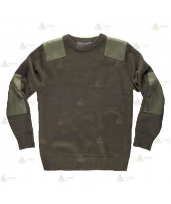Jersey de cuello redondo con refuerzos en codos color kaki