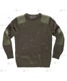 Jersey de cuello redondo con refuerzos en codos color kaki