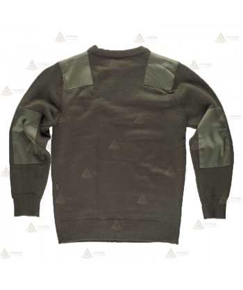 Jersey de cuello redondo con refuerzos en codos color kaki