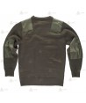 Jersey de cuello redondo con refuerzos en codos color kaki