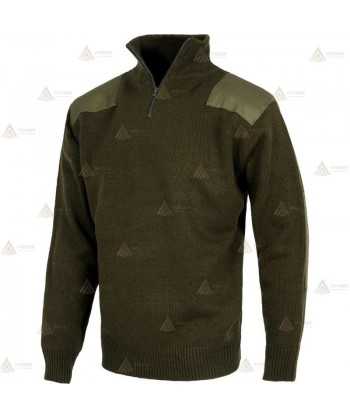 Jersey de media cremallera con refuerzos color kaki para agentes rurales y medioambientales