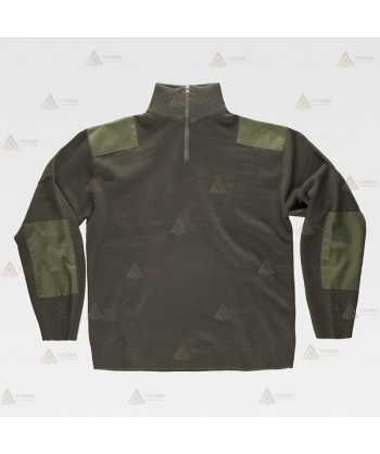 Jersey de media cremallera con refuerzos color kaki para agentes rurales y medioambientales