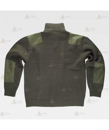 Jersey de media cremallera con refuerzos color kaki para agentes rurales y medioambientales