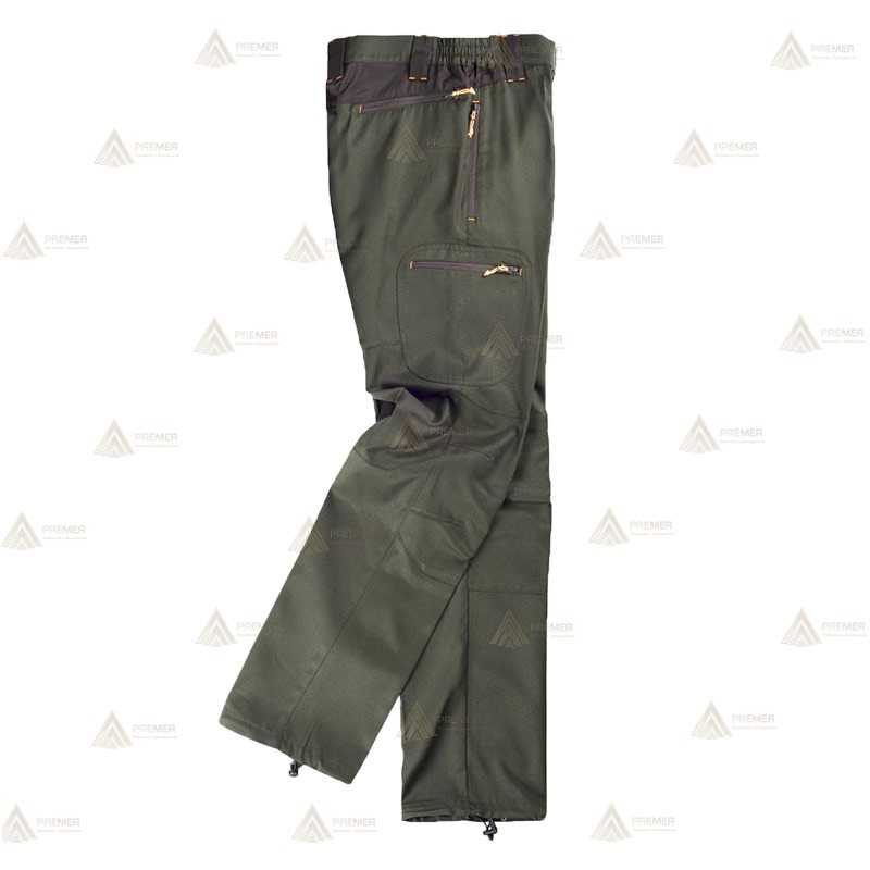 Pantalón sport multibolsillos color verde caza/marrón de viscosa y con refuerzos para Agentes Rurales y medioambientales