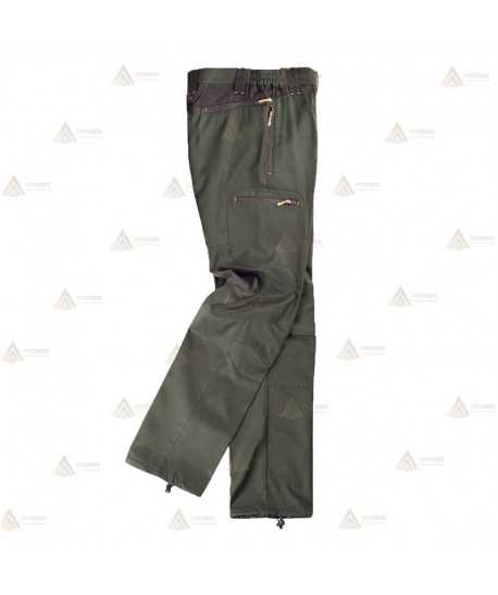 Pantalón sport multibolsillos color verde caza/marrón de viscosa y con refuerzos para Agentes Rurales y medioambientales