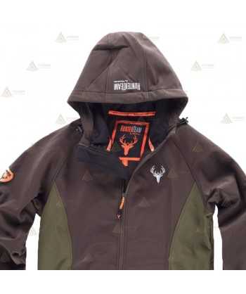 Cazadora softshell bicolor marrón/verde caza con capucha para Agentes Rurales
