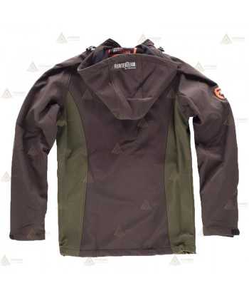 Cazadora softshell bicolor marrón/verde caza con capucha para Agentes Rurales