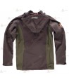 Cazadora softshell bicolor marrón/verde caza con capucha para Agentes Rurales