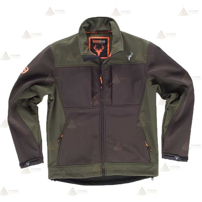 Cazadora softshell bicolor marrón/verde caza sin capucha para Agentes Rurales