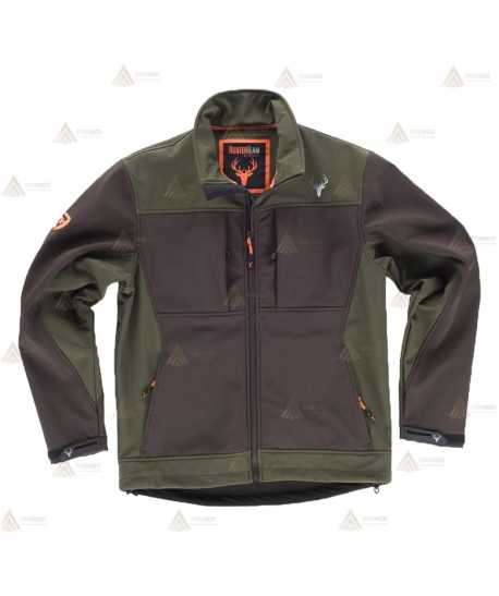 Cazadora softshell bicolor marrón/verde caza sin capucha para Agentes Rurales