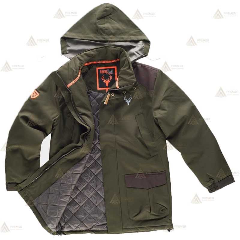 Parka impermeable acolchada color verde caza/marrón para Agentes Forestales y rurales
