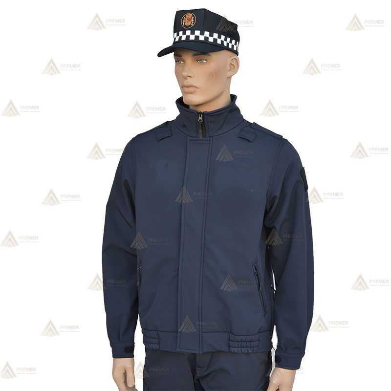 Cazadora softshell monocolor azul marino personalizable con membrana PU para Policía Local