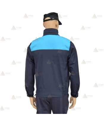 Cazadora softshell bicolor azul marino y azul tropical con membrana PU impermeable  para Policía Local
