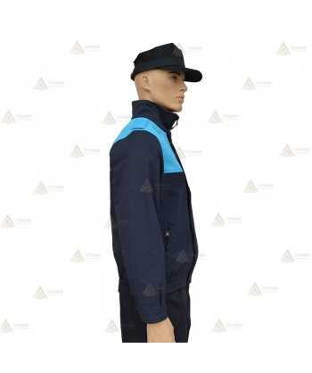 Cazadora softshell bicolor azul marino y azul tropical con membrana PU impermeable  para Policía Local