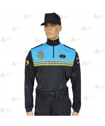 Polo bicolor cuello cisne y cinta damero reflectante color blanco y amarillo para Policía Local de Canarias