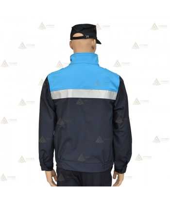 Cazadora softshell bicolor marino/azul tropical con membrana PU y cinta reflectante para Policía Local