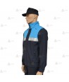 Cazadora softshell bicolor marino/azul tropical con membrana PU y cinta reflectante para Policía Local
