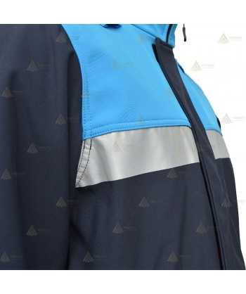 Cazadora softshell bicolor marino/azul tropical con membrana PU y cinta reflectante para Policía Local