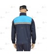 Cazadora softshell bicolor marino/azul tropical con membrana PU y damero reflectante color plata para Policía Local