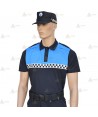 Polo bicolor de manga corta con damero reflectante color blanco para Policía