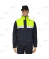 Cazadora softshell bicolor azul marino y amarillo flúor con cinta reflectante y membrana PU impermeable  para Policía Local