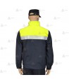 Cazadora softshell bicolor azul marino y amarillo flúor con cinta reflectante y membrana PU impermeable  para Policía Local