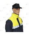 Cazadora softshell bicolor azul marino y amarillo flúor con cinta reflectante y membrana PU impermeable  para Policía Local
