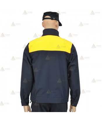 Cazadora softshell bicolor azul marino y amarillo flúor con membrana PU impermeable  para Policía Local