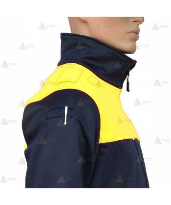 Cazadora softshell bicolor azul marino y amarillo flúor con membrana PU impermeable  para Policía Local